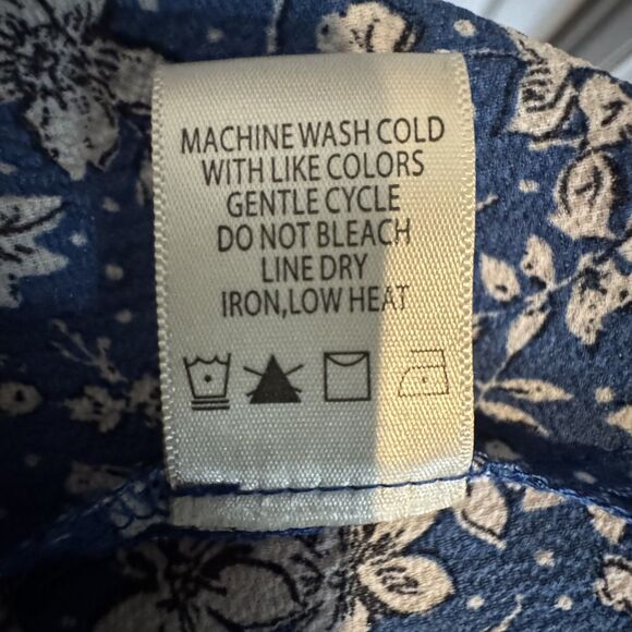 Max Studio Maxi Dress Floral Smocked Waist Tiered Plus Size 1X Blue White Ruffle - Picture 7 of 8